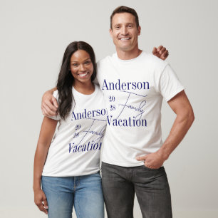 Custom Family Vacation Navy and White T-Shirt