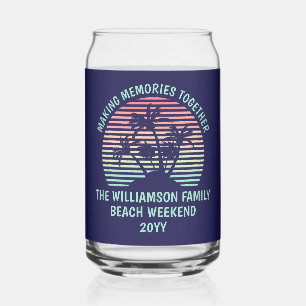 Custom Family Vacation Retro Tropical Beach Trip Can Glass