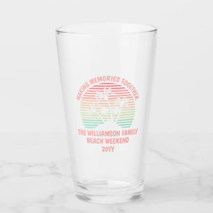 Custom Family Vacation Retro Tropical Beach Trip Glass