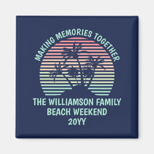 Custom Family Vacation Retro Tropical Beach Trip Magnet