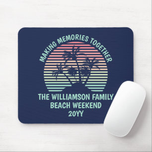 Custom Family Vacation Retro Tropical Beach Trip Mouse Pad