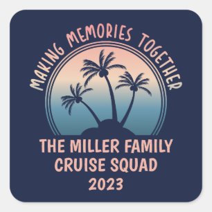 Custom Family Vacation Summer Beach Trip Square Sticker