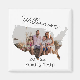 Custom Family Vacation USA Road Trip Family Photo Magnet
