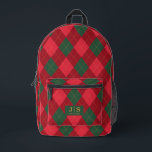 Custom Fancy Monogram Name Plaid Printed Backpack<br><div class="desc">Custom Fancy Monogram Name Plaid Printed Backpack</div>