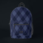 Custom Fancy Monogram Name Plaid Printed Backpack<br><div class="desc">Custom Fancy Monogram Name Plaid Printed Backpack</div>