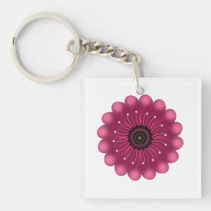Custom Fantasy Flower Abstract Neon Floral Key Ring