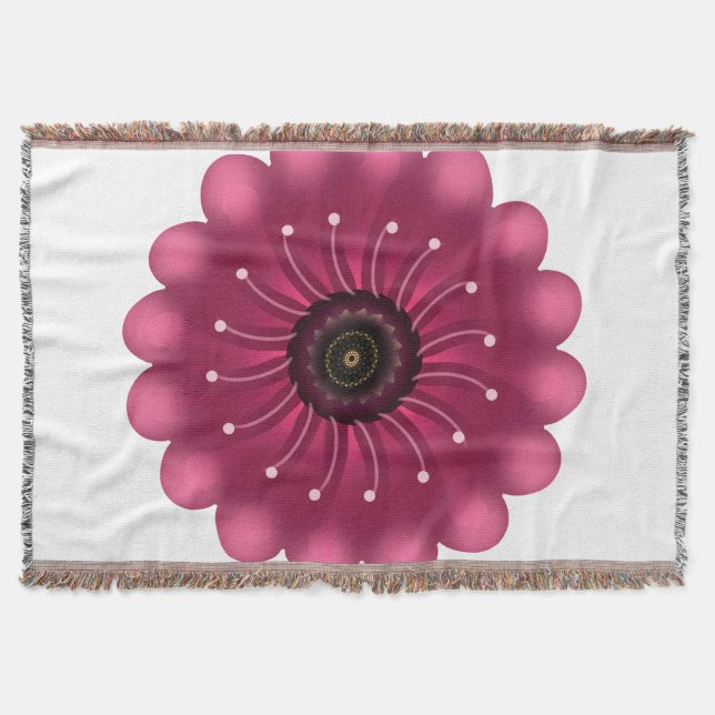 Custom Fantasy Flower | Abstract Neon Floral Throw Blanket (Front)