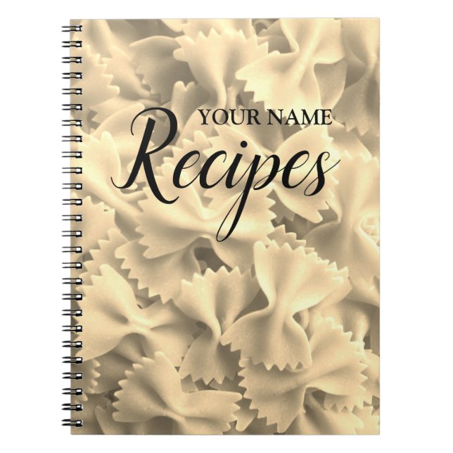 Custom farfalle pasta photo recipe spiral notebook (Front)