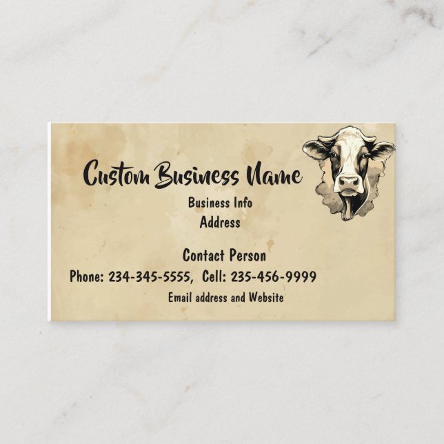Custom Farm Cattle Cows Bulls  Business Card (Front)