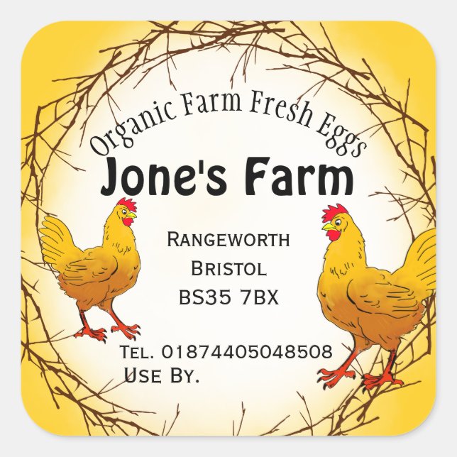 Custom Farm free range egg box Label farm shop (Front)