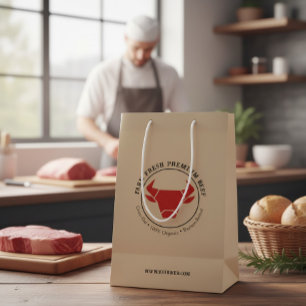 Custom Farm Fresh Premium Beef Business Logo Medium Gift Bag