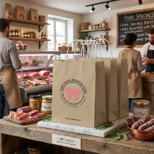 Custom Farm Fresh Premium Pork Business Logo Medium Gift Bag