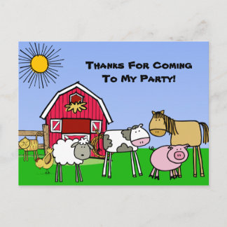 Custom Farm Theme Birthday Thank You Postcard