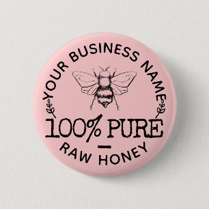 Custom Farmhouse Apiary Logo Cute Bumblebee Honey 6 Cm Round Badge
