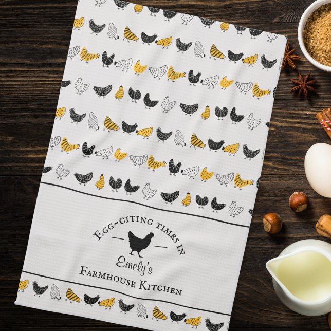 Custom Farmhouse Kitchen Chicken Pattern Tea Towel (farmhouse kitchen towel)