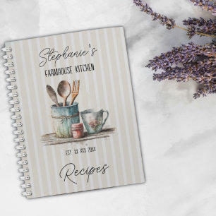 Custom Farmhouse Kitchen Recipe Notebook