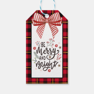 Custom Farmhouse Red Black Buffalo Check Plaid Gift Tags