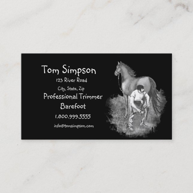 Custom Farrier or Trimmer Horse Business Card (Front)