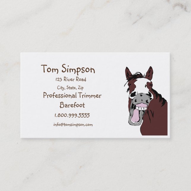 Custom Farrier Trimmer Happy Horse Business Card (Front)