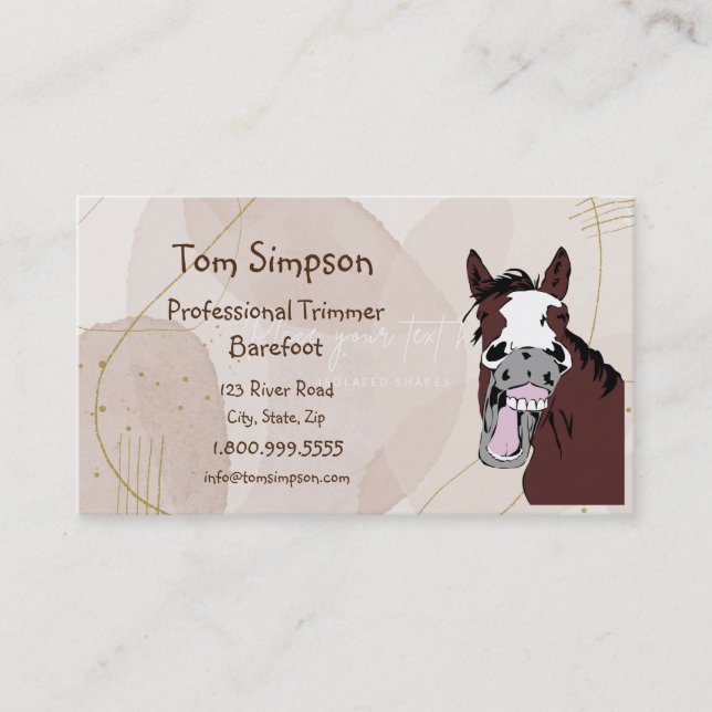 Custom Farrier Trimmer Happy Horse Business Card (Front)