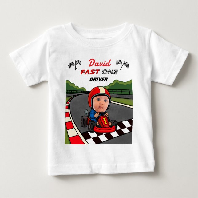 Custom Fast One Driver Birthday  Baby T-Shirt (Front)
