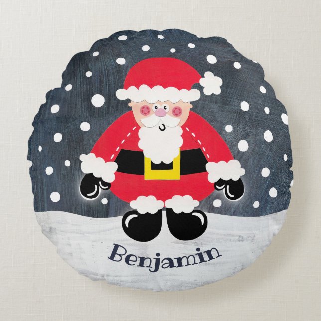 Custom Father Christmas Santa Cushion Throw Pillow (Front)