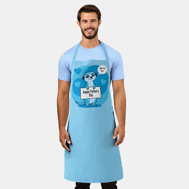 Custom Father’s Day Cute Meerkat Illustration Apron (Worn)