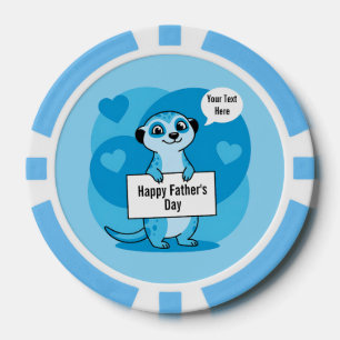 Custom Father’s Day Cute Meerkat Illustration Poker Chips