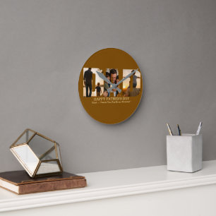 Custom Father’s Day Photo Collage Card Round Clock