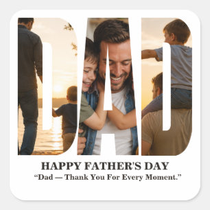Custom Father’s Day Photo Collage Card Square Sticker