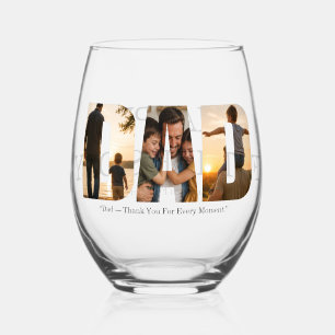 Custom Father’s Day Photo Collage Card Stemless Wine Glass