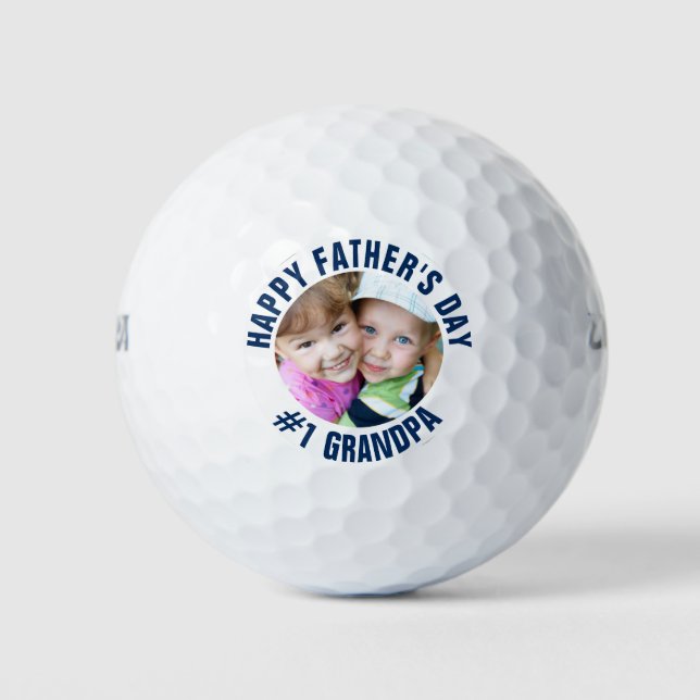 Custom Father's Day #1 Grandpa Family Photo Golf Balls (Front)