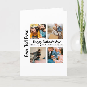 Custom Fathers day 4 photo collage Best Dad Ever Holiday Card