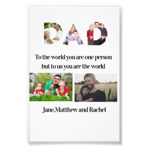 Custom Father's Day 5 Photo Collage  Print