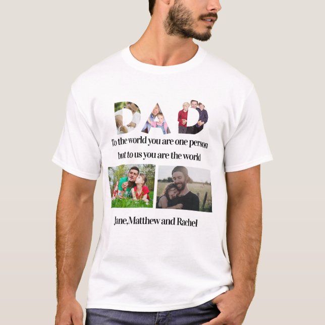 Custom Father's Day 5 Photo Collage  T-Shirt (Front)