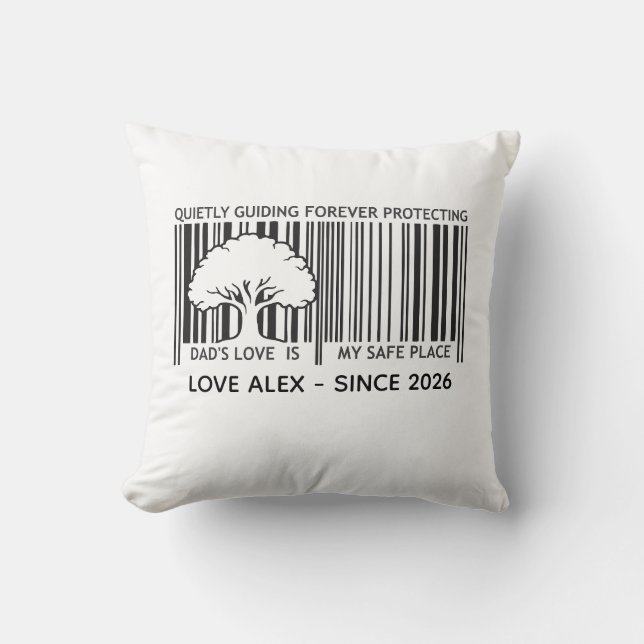 Custom Father's Day Barcode Throw Pillow⁠ Cushion (Front)