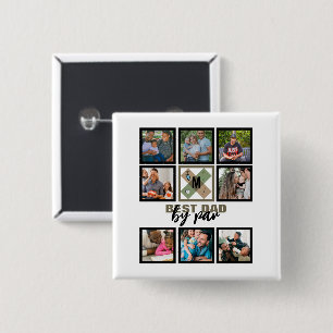 Custom Fathers Day Best Dad By Par 8 Photo Collage 15 Cm Square Badge