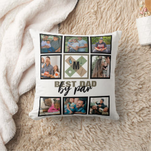 Custom Fathers Day Best Dad By Par 8 Photo Collage Cushion