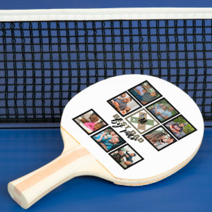 Custom Fathers Day Best Dad By Par 8 Photo Collage Ping Pong Paddle