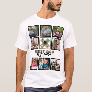 Custom Fathers Day Best Dad By Par 8 Photo Collage T-Shirt