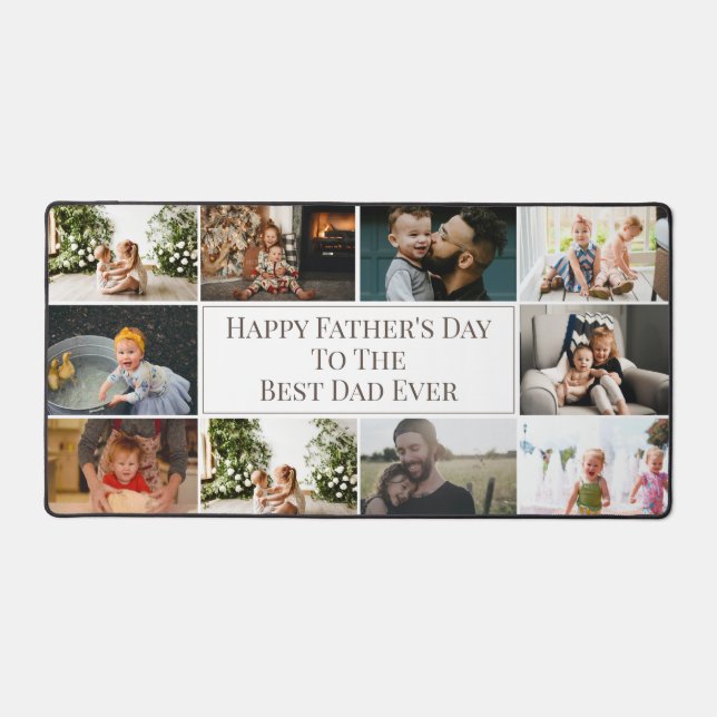 Custom Father's Day Best Dad Ever Photo Collage Desk Mat (Front)