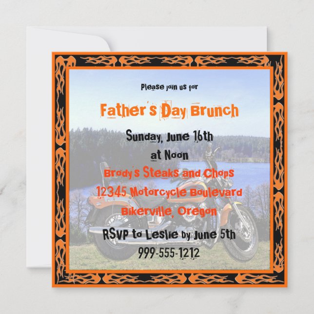 Custom Father's Day Brunch Invites (Biker Design) (Front)