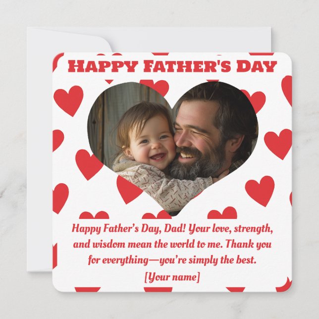 Custom Father's Day Card – Heart Pattern with Phot (Front)