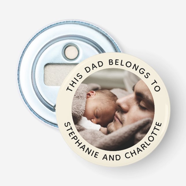 Custom Father's Day Cute Minimalist Photo Bottle Opener (Front)