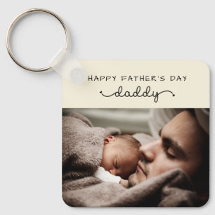 Custom Father's Day Cute Minimalist Photo Key Ring