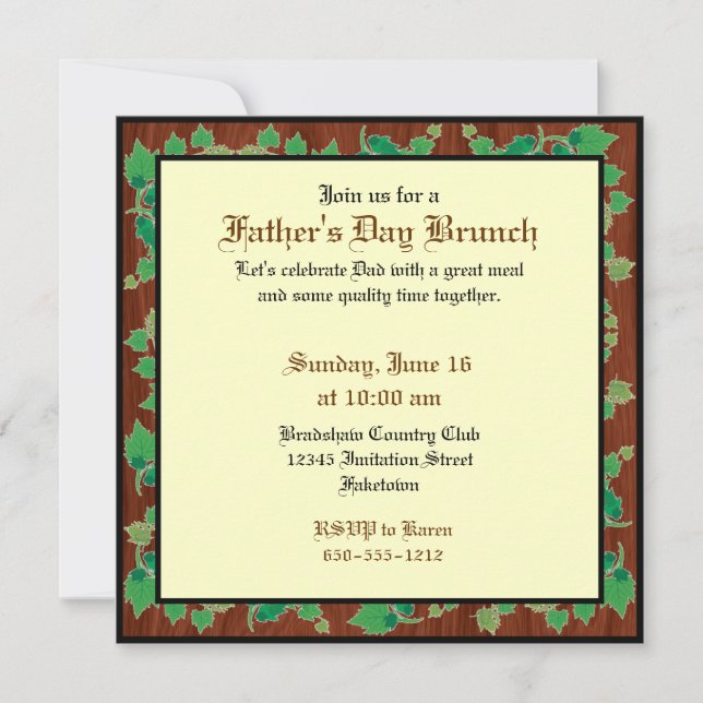 Custom Father's Day Invite (Leaves Design) (Front)
