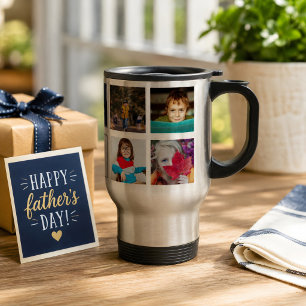 Custom Fathers Day Love You Grandpa 9 Photo Gift Travel Mug