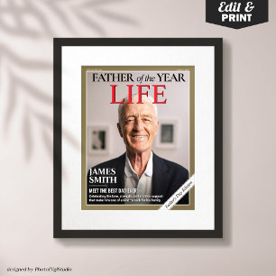 Custom Fathers Day Magazine Cover, Gift for Dad Poster