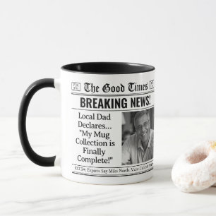 Custom Fathers Day Mug, Fun Gift for Dad Newspaper Mug
