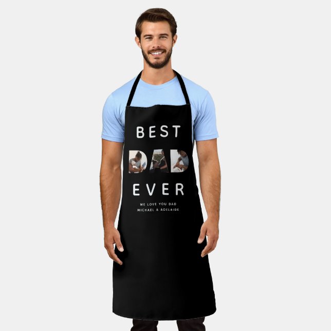 Custom Fathers Day Photo Collage Best Dad Ever Apron (Worn)